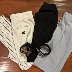 Baseball pants and belts.